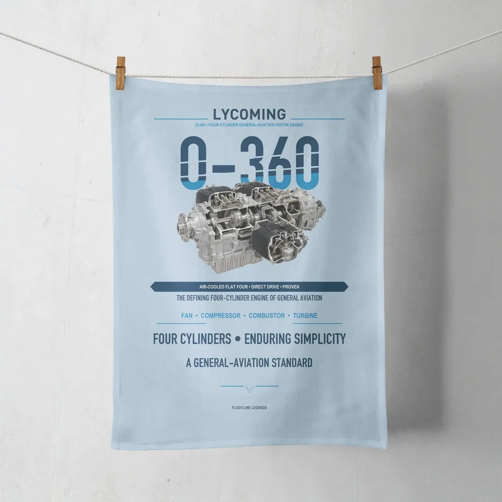 O-360 design on light blue towel