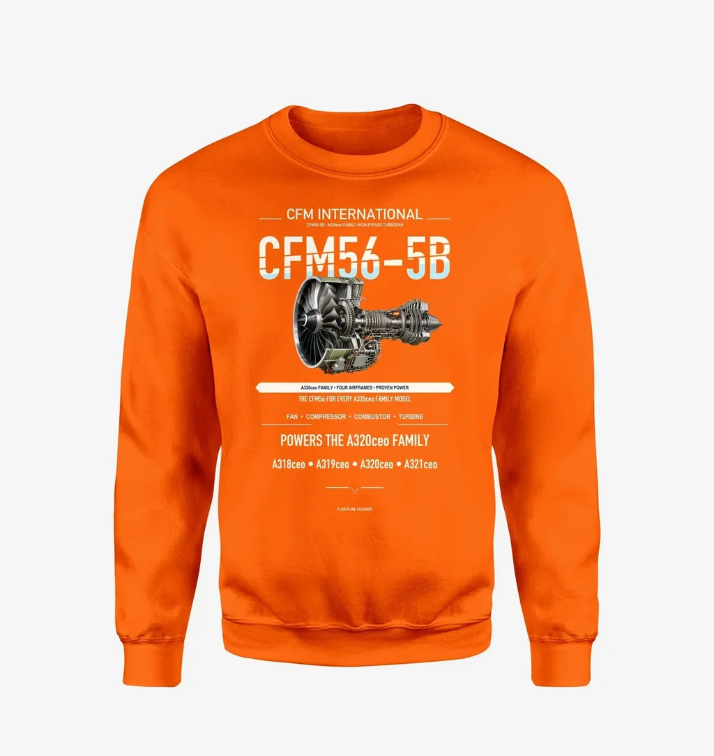 CFM56-5B design on orange sweatshirt