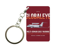 Thumbnail for Saab GlobalEye design on dark red designed key chain, double-side print