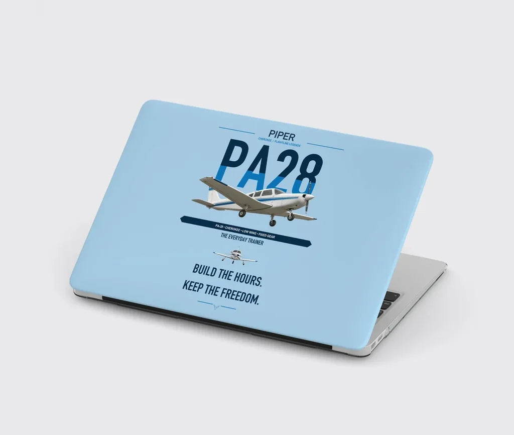 Piper PA-28 Cherokee design on light blue MacBook case