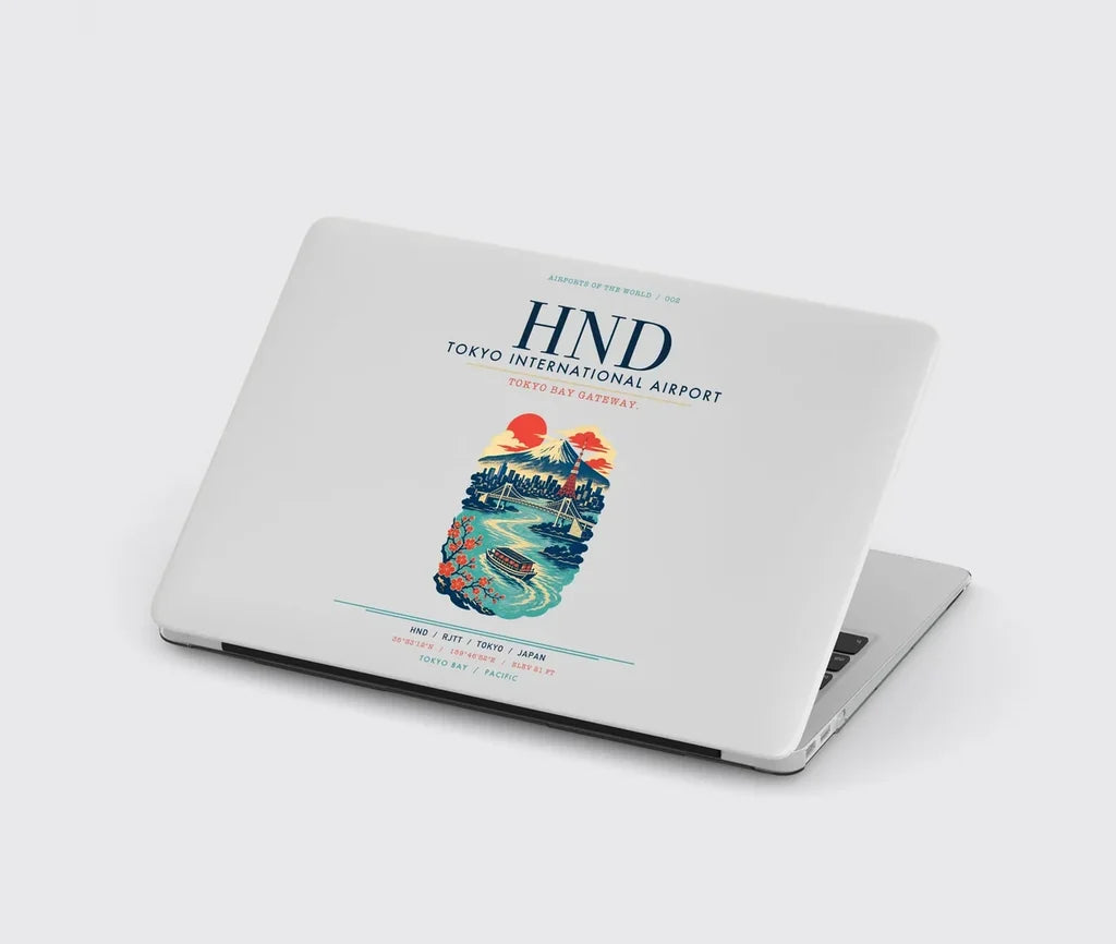 Tokyo Haneda Airport (HND) design on light gray MacBook case