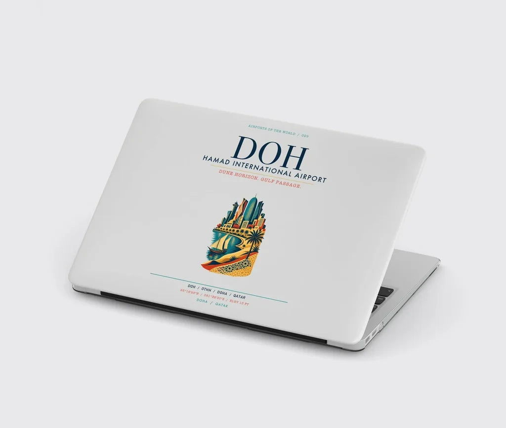 Doha Hamad International Airport (DOH) design on light gray MacBook case