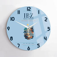 Thumbnail for Ibiza Airport (IBZ) design on light blue no frame wall clock