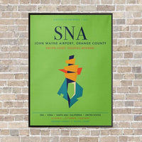 Thumbnail for John Wayne Airport, Orange County SNA vertical canvas print - framed - light green background