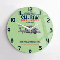 Thumbnail for Mitsubishi Sikorsky SH-60K design on light green no frame wall clock
