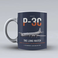 Thumbnail for P-3C Orion design on dark blue ceramic mug, double-side print