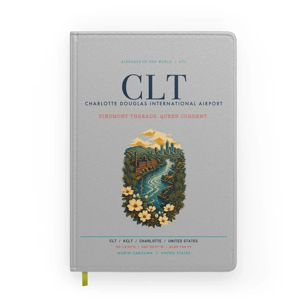 Charlotte Douglas International Airport (CLT) design on light gray notebook
