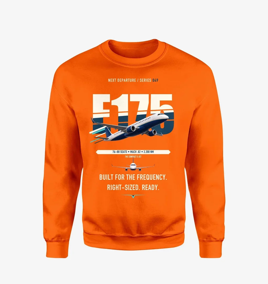 Embraer E175 design on orange sweatshirt