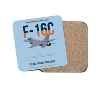 Thumbnail for F-16C Fighting Falcon See All Around Turn Inside design on light blue 1 piece coaster