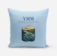 Thumbnail for Fort McMurray International Airport (YMM) design on light blue pillow