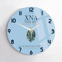 Thumbnail for Northwest Arkansas National Airport (XNA) design on light blue no frame wall clock