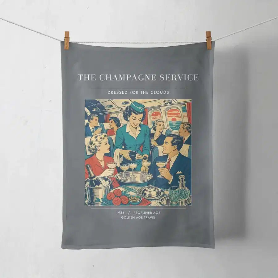 VINTAGE G4087 - The Champagne Service - Designed Towels design on gray