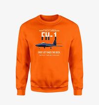 Thumbnail for FH-1 Phantom First Jet Takes the Deck design on orange sweatshirt
