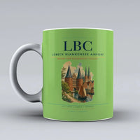 Thumbnail for Lübeck Blankensee Airport (LBC) airport code design on light green ceramic mug