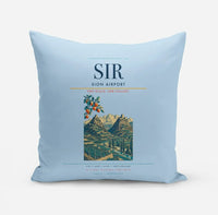 Thumbnail for Sion Airport (SIR) design on light blue pillow