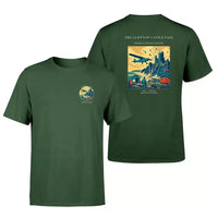 Thumbnail for VINTAGE G4447 - The Clifftop Castle Pass - Double-Side T-Shirt design on darkgreen double side t shirt