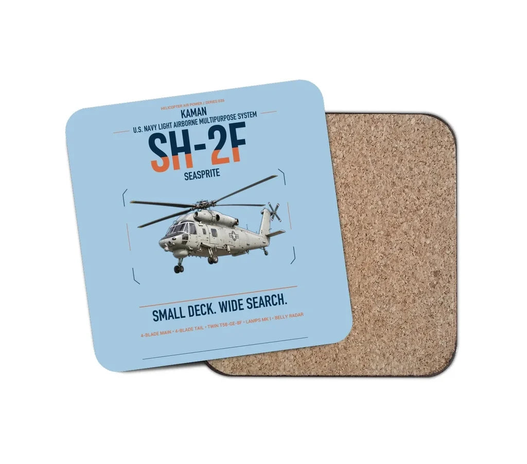 Kaman SH-2F Seasprite design on light blue 1 piece coaster