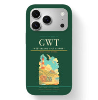 Thumbnail for Westerland Airport (GWT) design on dark green iPhone 17 Pro MagSafe case