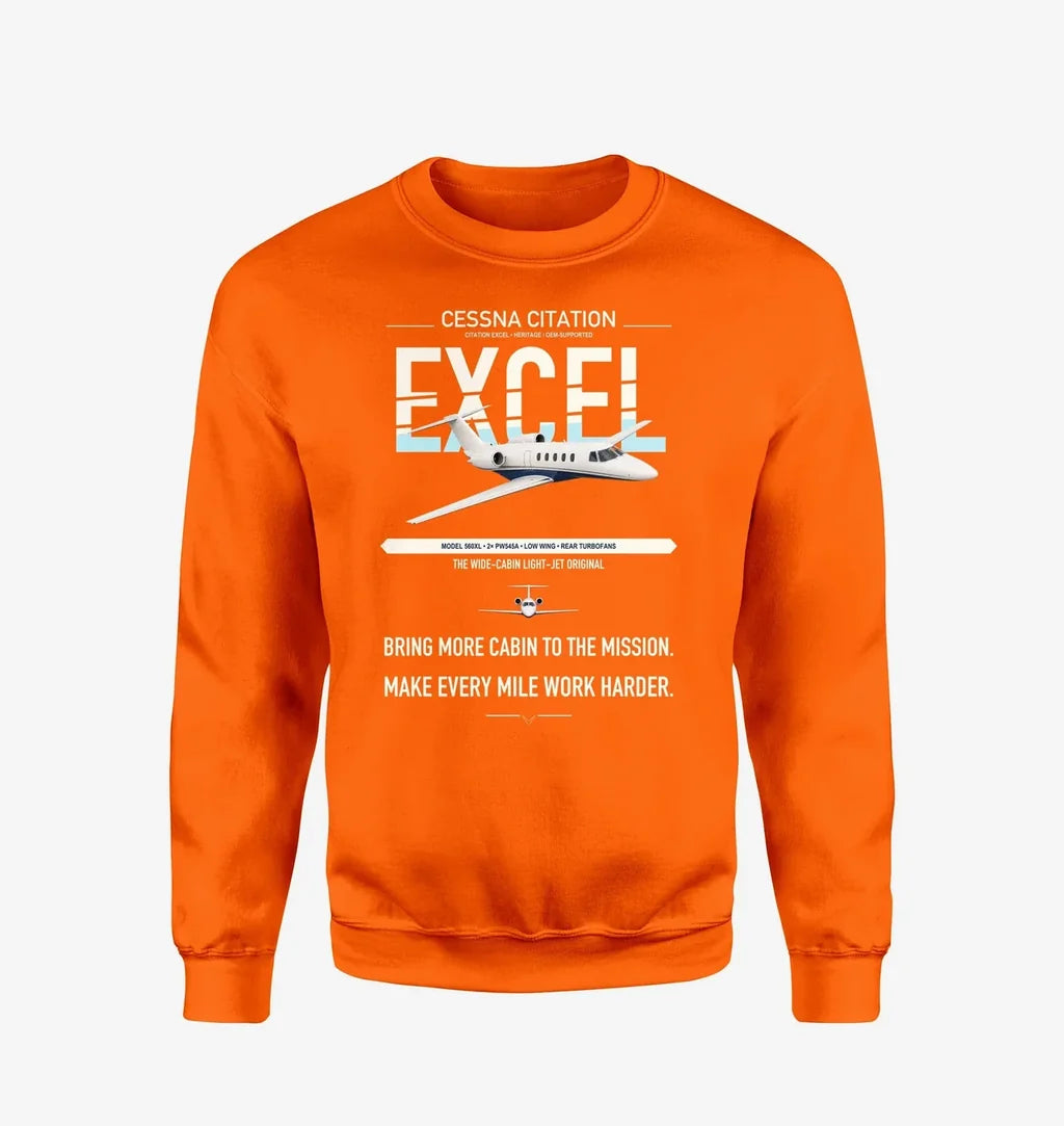 Cessna Citation Excel design on orange sweatshirt