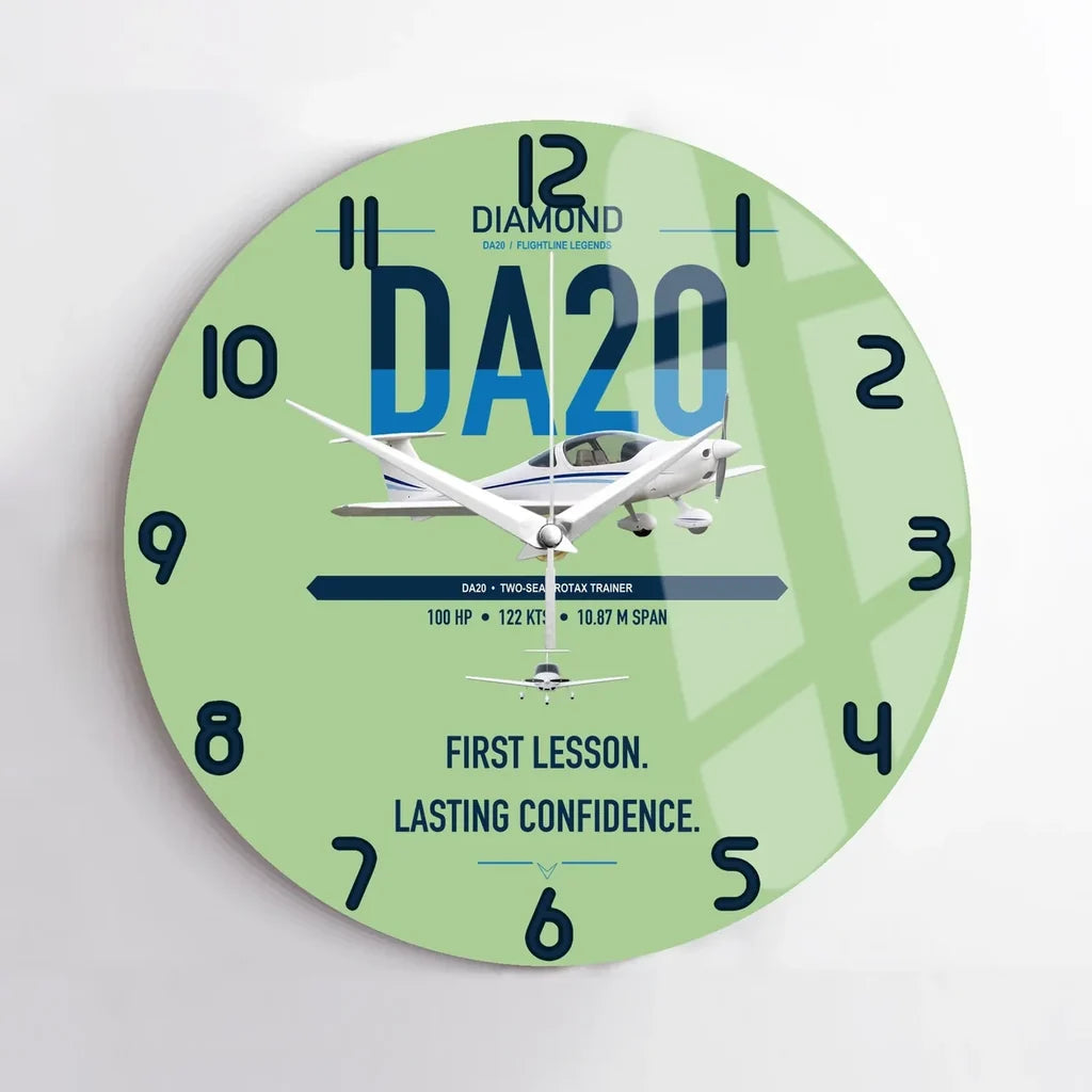 Diamond DA20 design on light green no frame wall clock