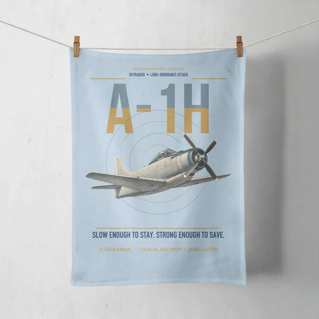 A-1H Skyraider design on light blue towel