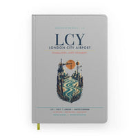 Thumbnail for London City Airport (LCY) design on light gray notebook