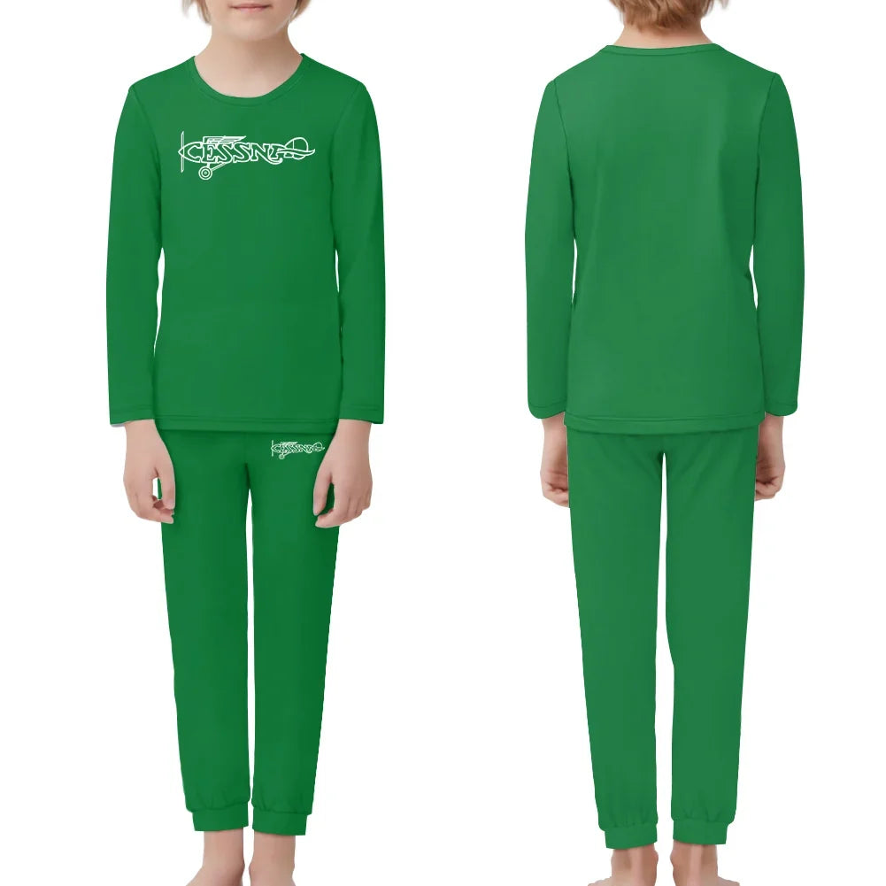 Special Cessna Text children pajamas - Green