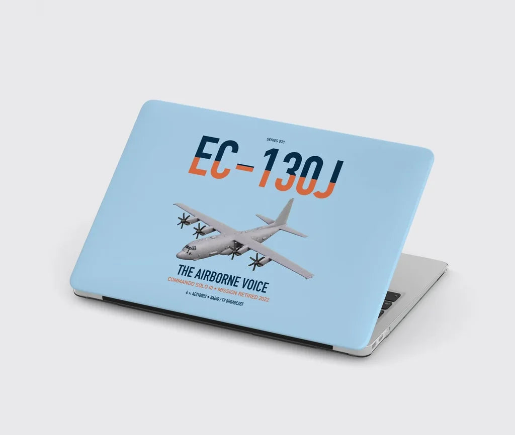 EC-130J Commando Solo III design on light blue MacBook case