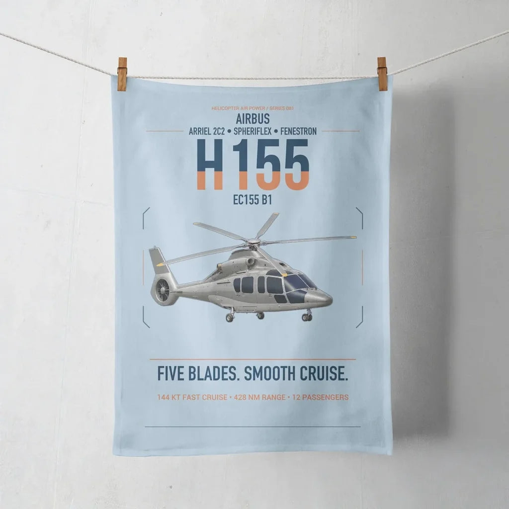 Airbus H155 EC155 B1 design on light blue towel