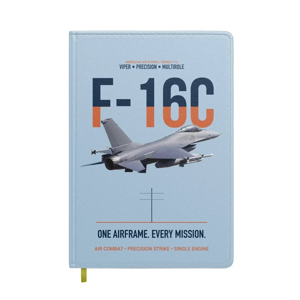 F-16C Fighting Falcon One Airframe Every Mission design on light blue notebook
