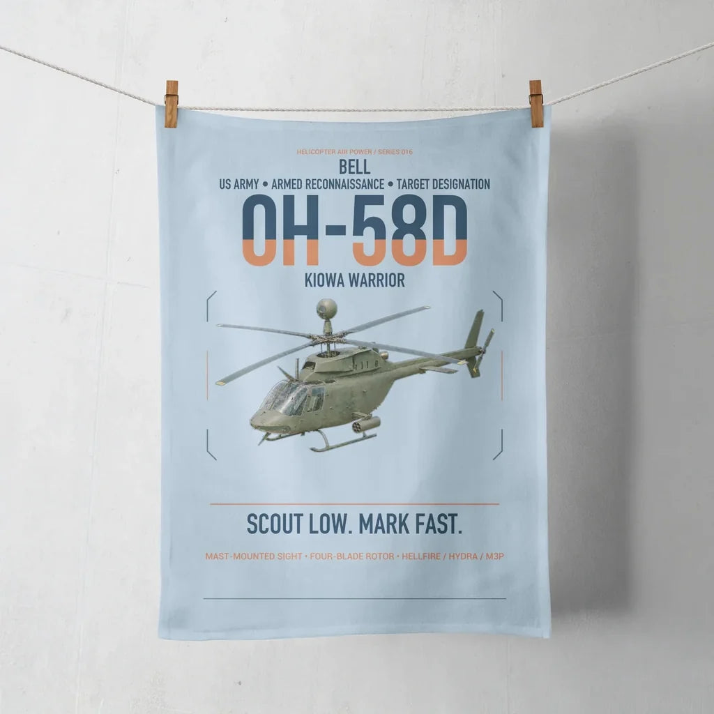 Bell OH-58D Kiowa Warrior design on light blue towel