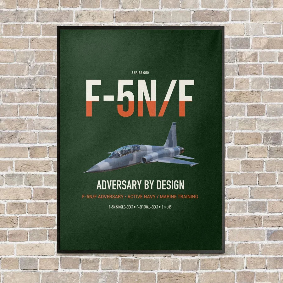 F-5N F Adversary vertical canvas print - framed - dark green background