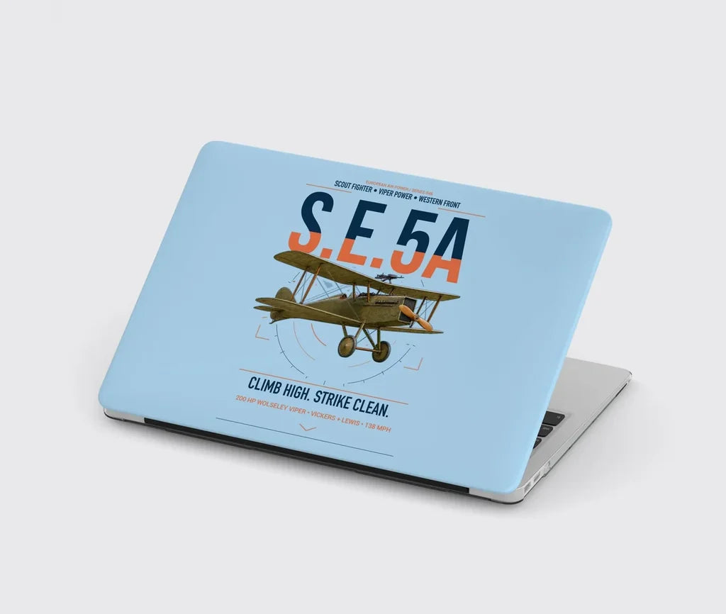 Royal Aircraft Factory S.E.5a design on light blue MacBook case