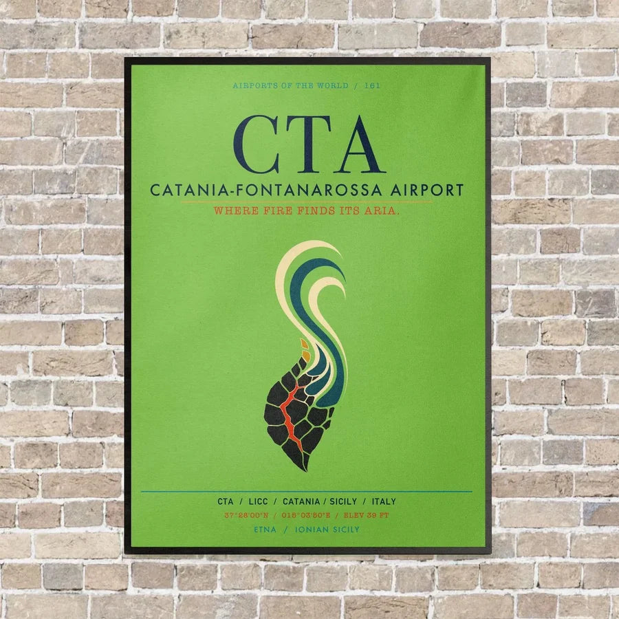 Catania-Fontanarossa Airport CTA vertical canvas print - framed - light green background