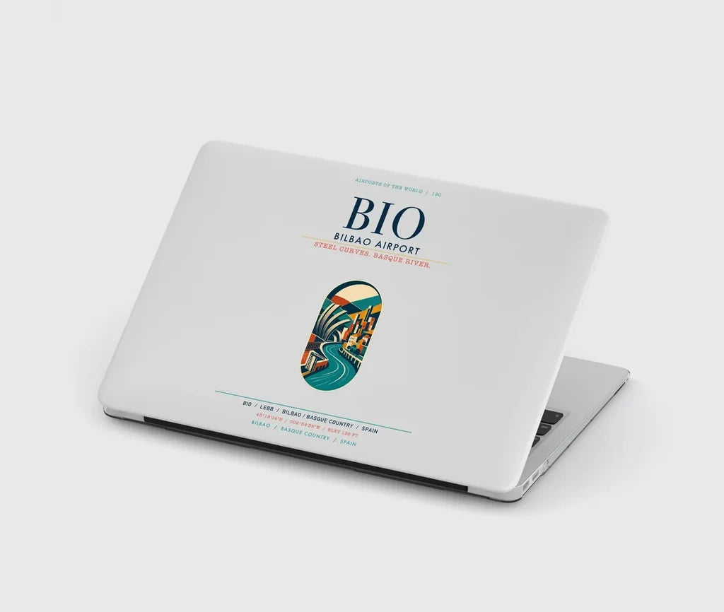 Bilbao Airport (BIO) design on light gray MacBook case