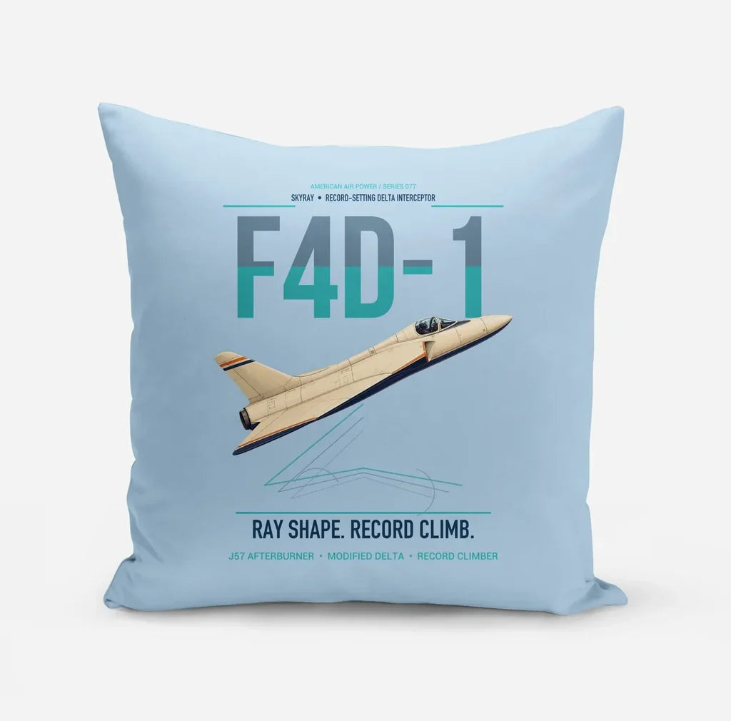 F4D-1 Skyray design on light blue pillow