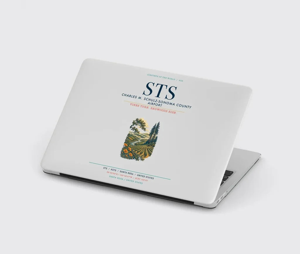 Charles M. Schulz–Sonoma County Airport Santa Rosa (STS) design on light gray MacBook case