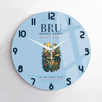 Thumbnail for Brussels Airport (BRU) design on light blue no frame wall clock