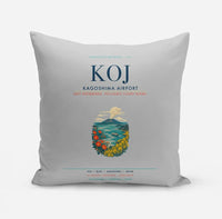 Thumbnail for Kagoshima Airport (KOJ) design on light gray pillow