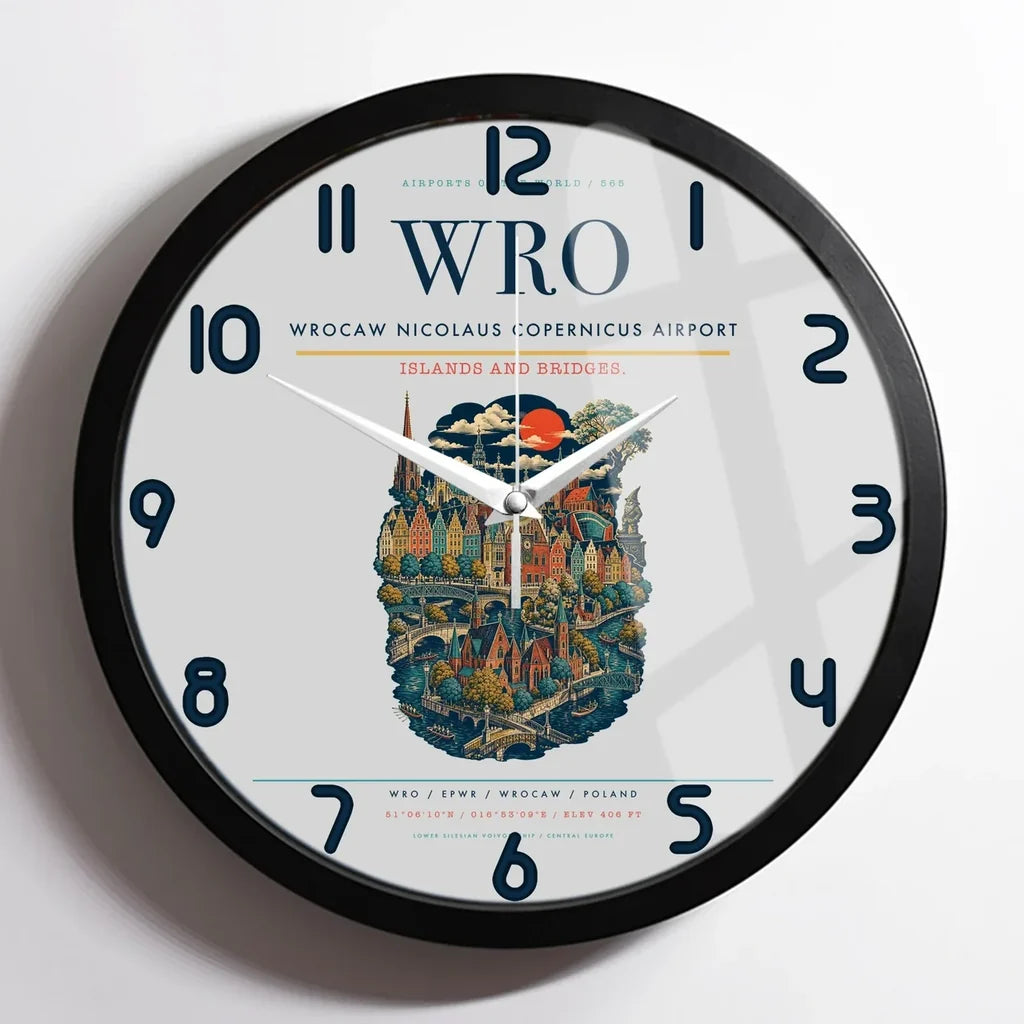 Wrocaw Nicolaus Copernicus Airport WRO Wall-Clock Framed - Light Gray