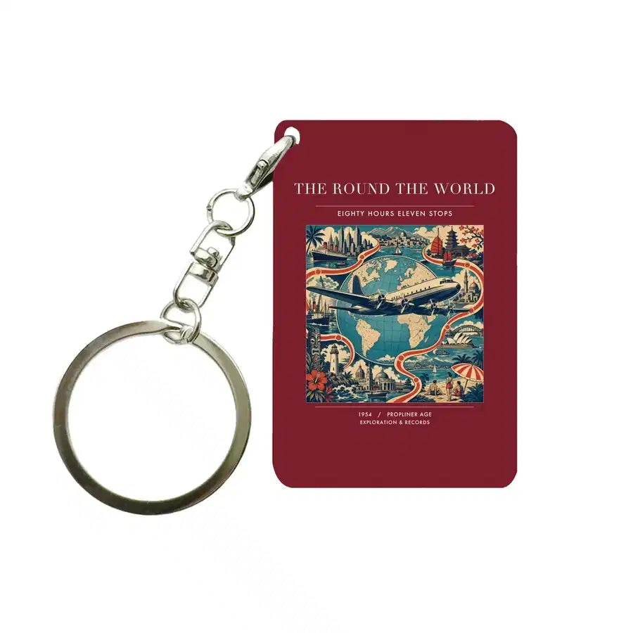 VINTAGE G4100 - The Round The World - Designed Key Chain design on darkred
