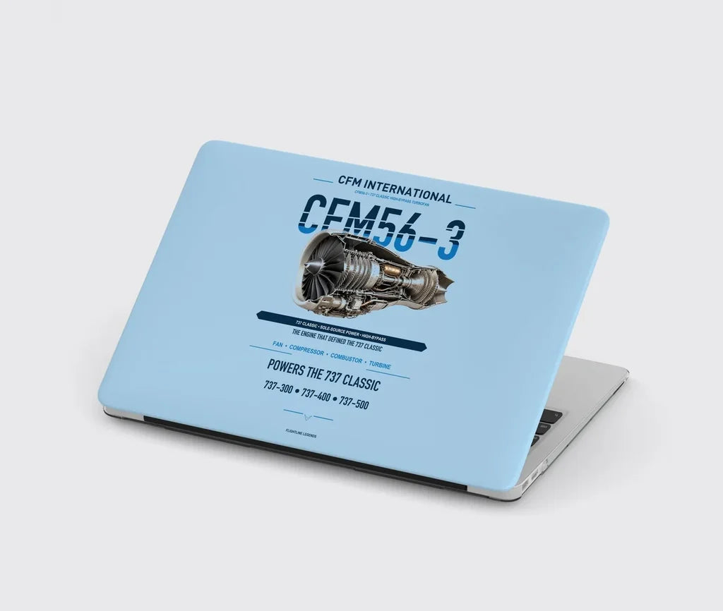 CFM56-3 design on light blue MacBook case