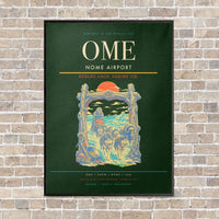 Thumbnail for Nome Airport OME vertical canvas print - framed - dark green background