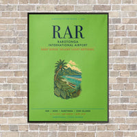 Thumbnail for Rarotonga International Airport RAR vertical canvas print - framed - light green background