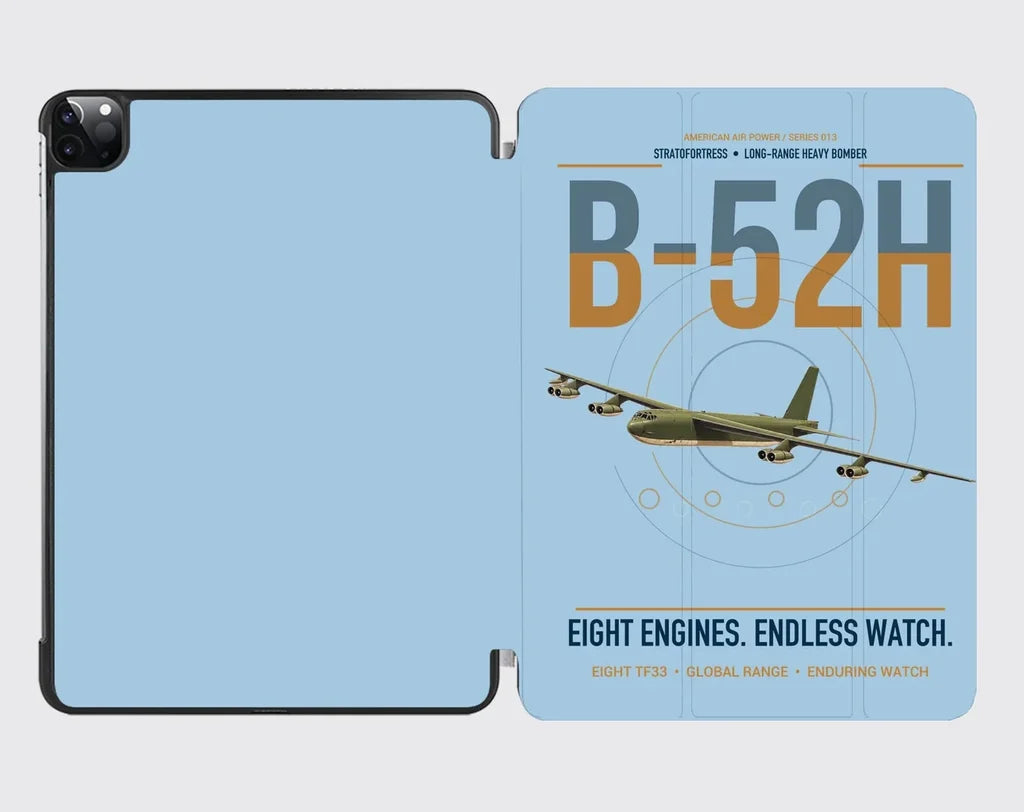 B-52H Stratofortress design on light blue ipad tablet case