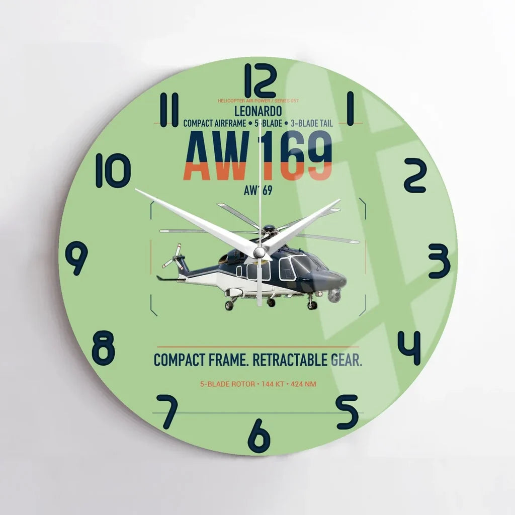 Leonardo AW169 design on light green no frame wall clock
