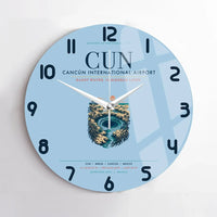 Thumbnail for Cancún International Airport (CUN) design on light blue no frame wall clock