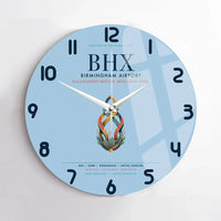 Thumbnail for Birmingham Airport (BHX) design on light blue no frame wall clock