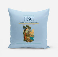 Thumbnail for Figari Sud-Corse Airport (FSC) design on light blue pillow