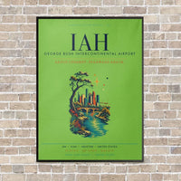 Thumbnail for Houston George Bush Intercontinental Airport IAH vertical canvas print - framed - light green background